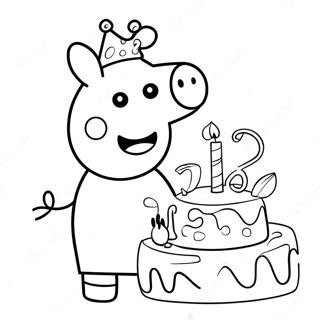 Peppa Pig With Birthday Cake Coloring Page 58804-47181