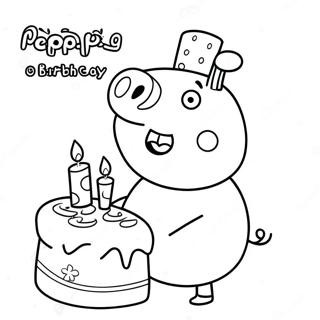 Peppa Pig With Birthday Cake Coloring Page 58804-47182