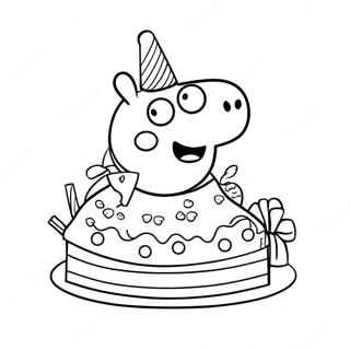 Peppa Pig With Birthday Cake Coloring Page 58804-47183