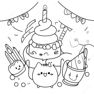 Birthday Pusheen Coloring Pages