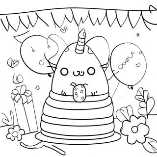 Pusheen Birthday Party Coloring Page 58823-47192