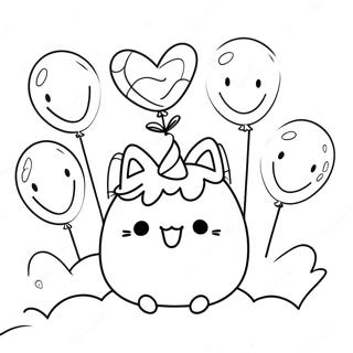 Pusheen With Colorful Balloons Coloring Page 58824-47200