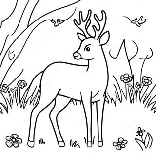 Graceful White Tailed Deer In Meadow Coloring Page 58844-47215