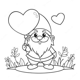 Valentine Gnome With Heart Balloon Coloring Page 5886-4806