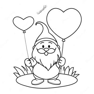 Valentine Gnome With Heart Balloon Coloring Page 5886-4807