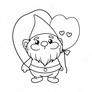 Valentine Gnome With Heart Balloon Coloring Page 5886-4808