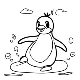 Playful Penguin Sliding On Ice Coloring Page 58904-47257