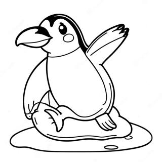 Playful Penguin Sliding On Ice Coloring Page 58904-47258