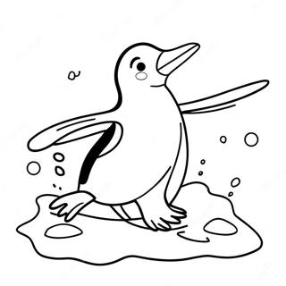 Playful Penguin Sliding On Ice Coloring Page 58904-47259