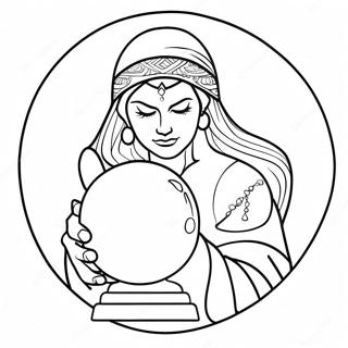 Mystical Fortune Teller With Crystal Ball Coloring Page 58914-47269