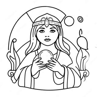 Mystical Fortune Teller With Crystal Ball Coloring Page 58914-47270