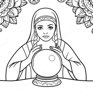 Mystical Fortune Teller With Crystal Ball Coloring Page 58914-47271