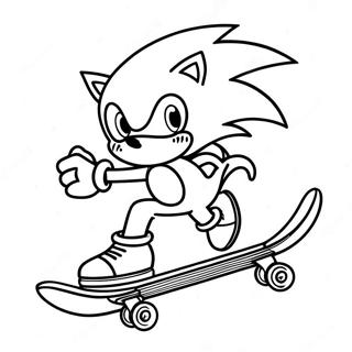 Sonic Performing Tricks On Skateboard Coloring Page 58934-47283