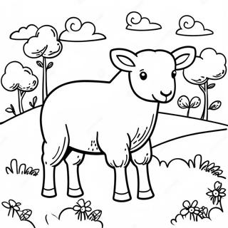 Realistic Sheep Grazing In A Meadow Coloring Page 59013-47347