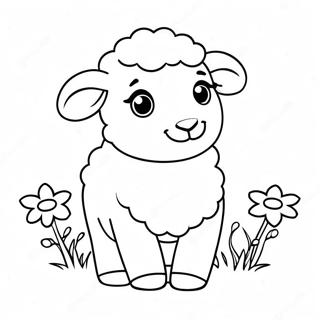 Cute Baby Sheep With Flowers Coloring Page 59014-47351