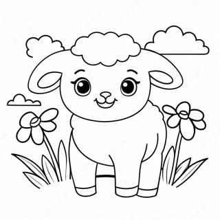 Cute Baby Sheep With Flowers Coloring Page 59014-47352