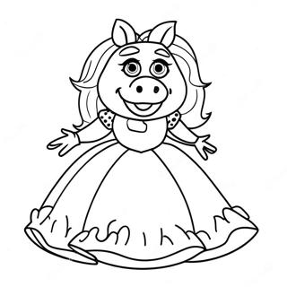 Miss Piggy In Glamorous Dress Coloring Page 59154-47458