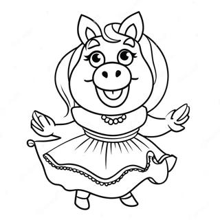 Miss Piggy In Glamorous Dress Coloring Page 59154-47459