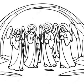 Angelic Guardians At The Empty Tomb Coloring Page 59164-47470