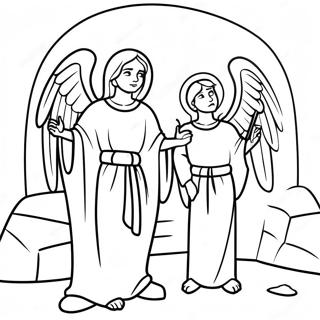 Angelic Guardians At The Empty Tomb Coloring Page 59164-47471