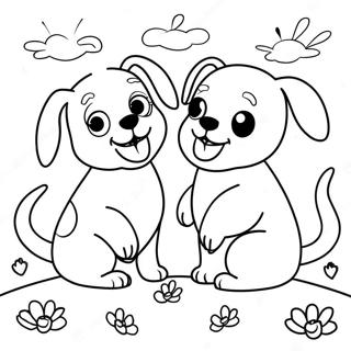 Heavenly Dogs Playing Together Coloring Page 59244-47530