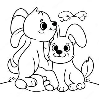 Heavenly Dogs Playing Together Coloring Page 59244-47532