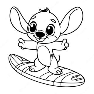 Playful Stitch With Surfboard Coloring Page 59284-47573