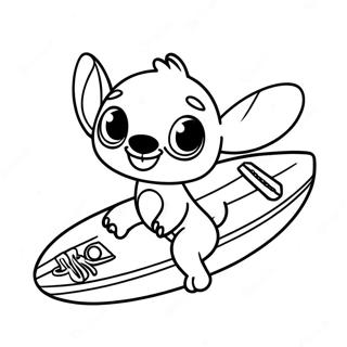 Playful Stitch With Surfboard Coloring Page 59284-47575