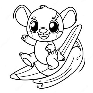 Playful Stitch With Surfboard Coloring Page 59284-47576