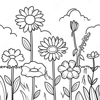 Vibrant Wildflower Field Coloring Page 59314-47590