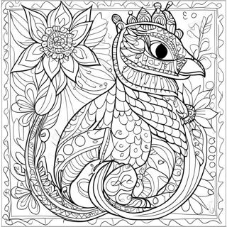 Colorful Animal Mosaic Patterns Coloring Page 59344-47610