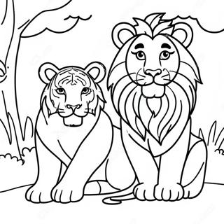 Lion And Tiger Coloring Page 59363-47625