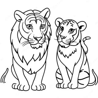 Lion And Tiger Coloring Page 59363-47626