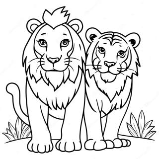 Lion And Tiger Coloring Page 59363-47627