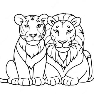 Lion And Tiger Coloring Page 59363-47628