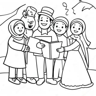 Joyful Christmas Carolers Coloring Page 59444-47695