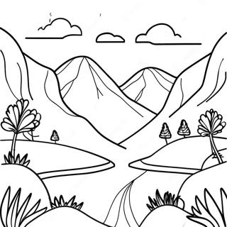 Serene Mountain Landscape Grayscale Coloring Page 59463-47701