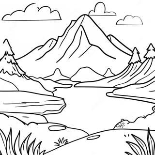 Serene Mountain Landscape Grayscale Coloring Page 59463-47702