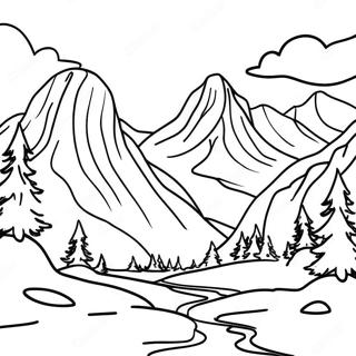 Serene Mountain Landscape Grayscale Coloring Page 59463-47703