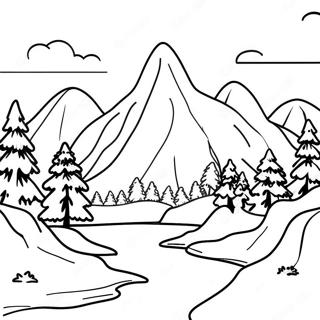 Serene Mountain Landscape Grayscale Coloring Page 59463-47704