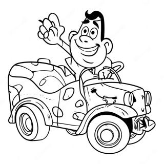 Fred Flintstone Driving Car Coloring Page 5947-4861