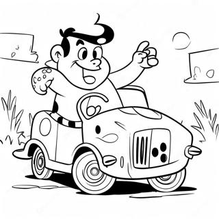 Fred Flintstone Driving Car Coloring Page 5947-4863