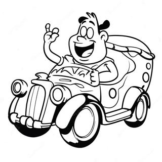 Fred Flintstone Driving Car Coloring Page 5947-4864