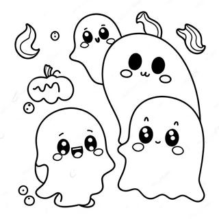 Adorable Ghosts Halloween Coloring Page 59524-47754