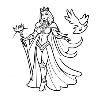 Raven Queen With Magical Staff Coloring Page 5957-4865