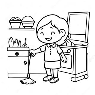 Helpful Child Doing Chores Coloring Page 59654-47862