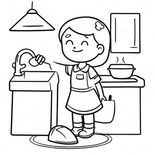 Helpful Child Doing Chores Coloring Page 59654-47863