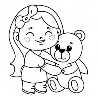 Cute Chloe With A Teddy Bear Coloring Page 59704-47905