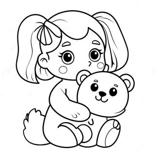 Cute Chloe With A Teddy Bear Coloring Page 59704-47906