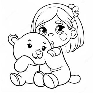 Cute Chloe With A Teddy Bear Coloring Page 59704-47907